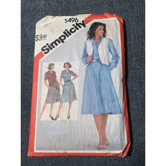 Simplicity Misses Dress Sewing Pattern sz 14 5496 - uncut - Picture 4 of 4